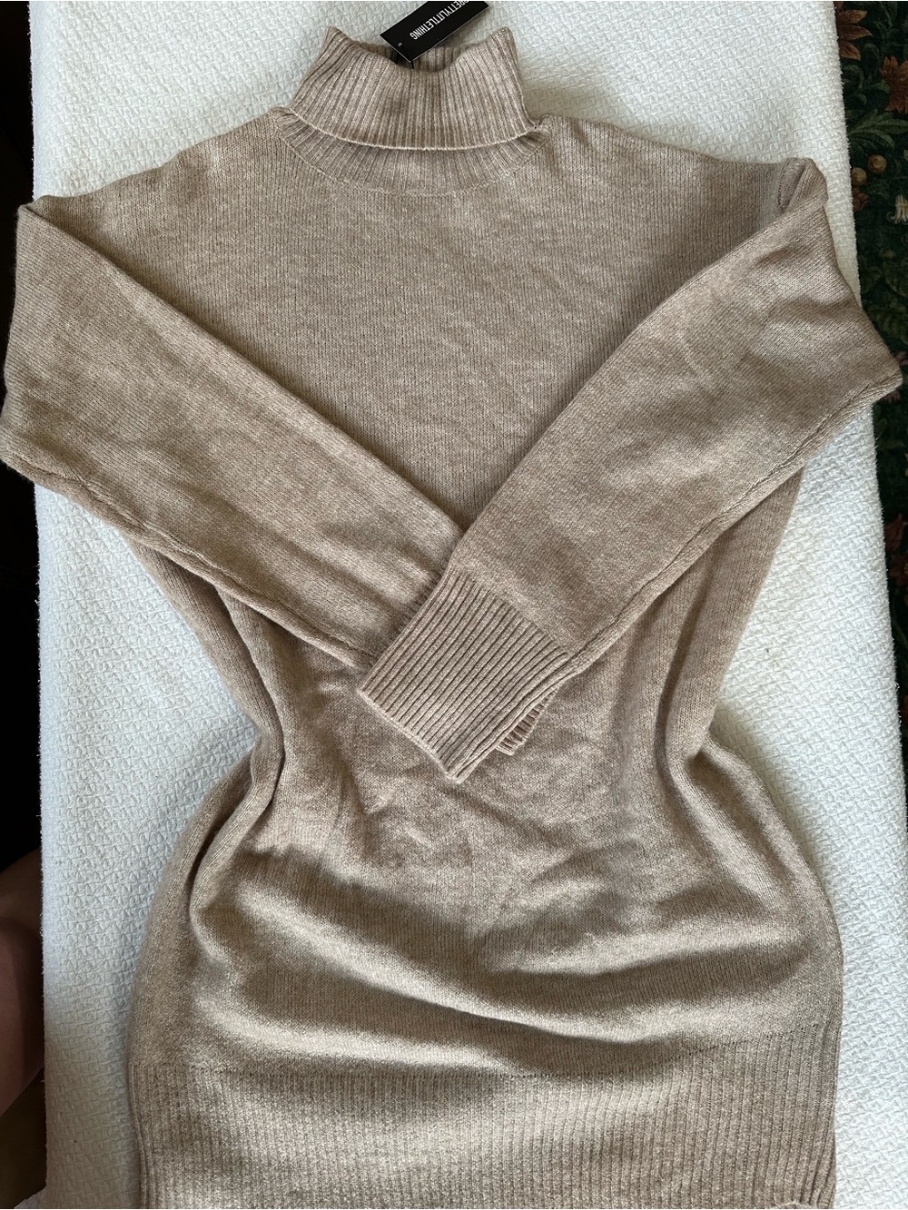 NWT PrettyLittleThing Mocha Marl Roll‑Neck Jumper Dress – Size S
